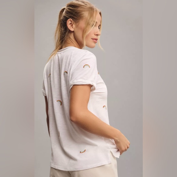 T.La Anthropologie Rainbow V-Neck New Tee - Picture 5 of 8